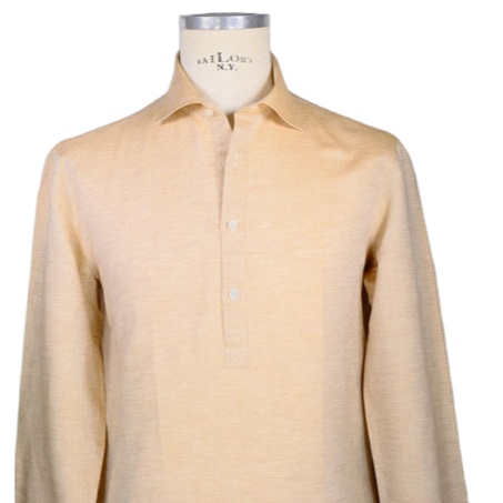 The Best Quality Polo Shirt Of Haute Couture For Man&#39;s Polo Shirt Hand Made In Beige Chambray For Tasteful Man
