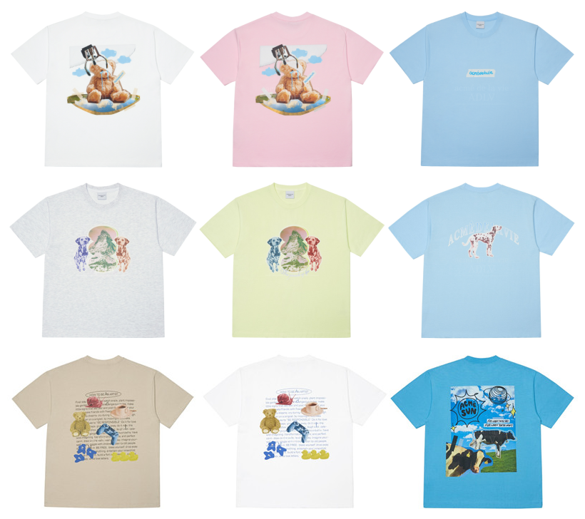 [acme de la vie] ★Different sizes★TEDDY BEAR DOLL COLLAGE DALMATIAN HOW TO BE  MILK COW ADLV SHORT SLEEVE T-SHIRT