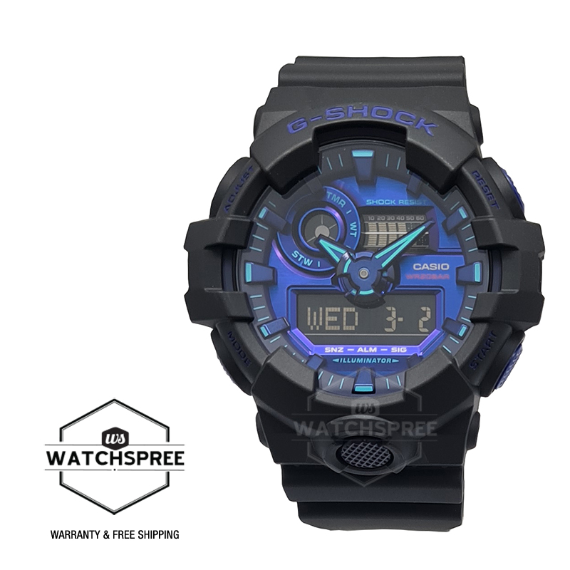 [Watchspree] Casio G-Shock Special Colour Model GA-700 Lineup Black Resin Band Watch GA700VB-1A GA-700VB-1A